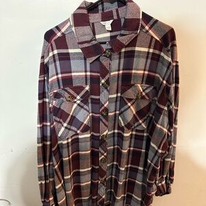Cato Red and Gray Casual Button Down flannel